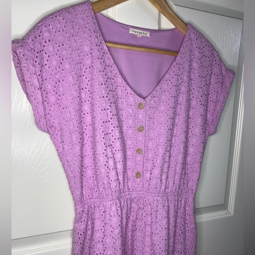 Copper Key Lilac Purple Eyelet Mini Dress
Lavender Sundress Size Medium, Summer